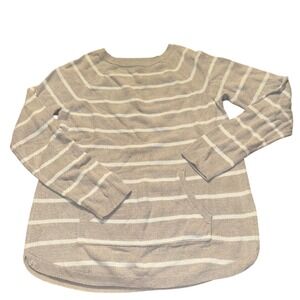 Barefoot Dreams CozyChic Ultra Lite Striped Sweater Pullover XS Gray White‎